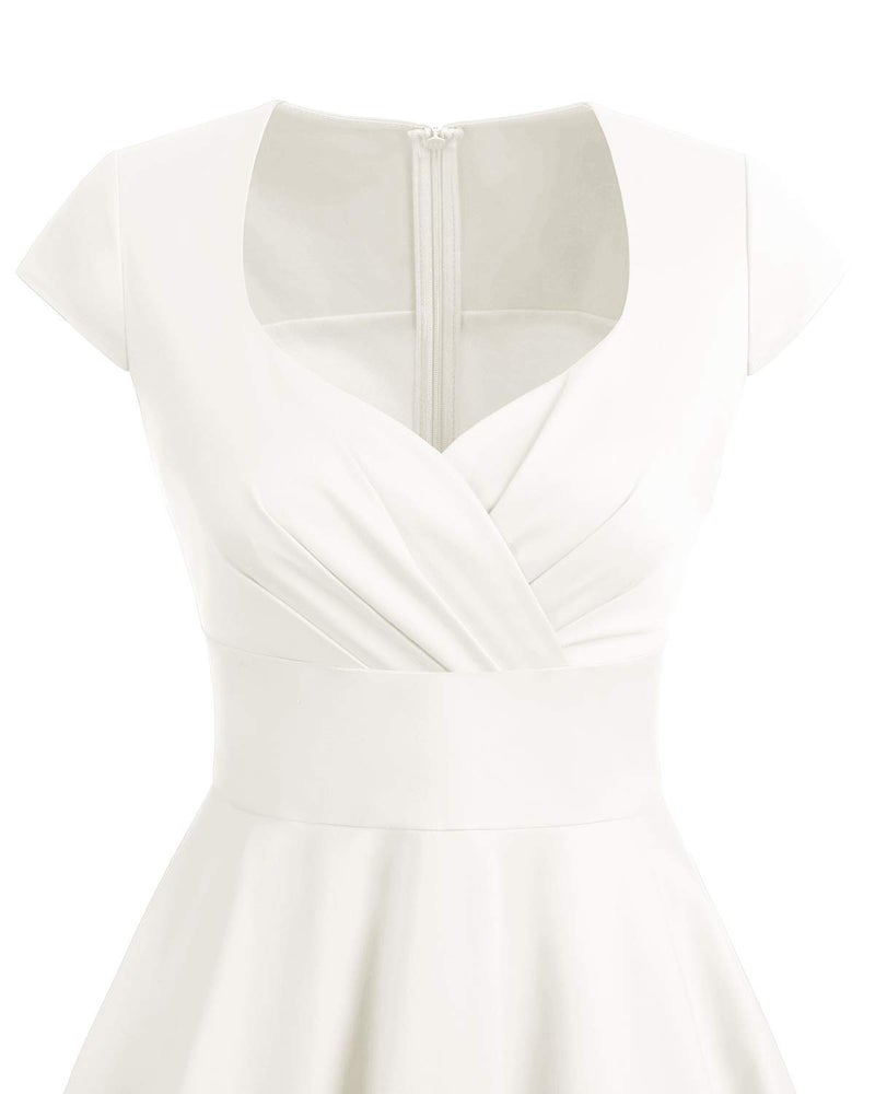 Bbonlinedress Vintage White Wedding Dress Women Plus Size 1950s Retro Cocktail Formal Swing Party Dress Off White 3XL - Image 5